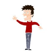 cartoon happy boy waving N20