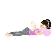cartoon pretty woman reading book N8