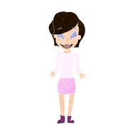 cartoon happy woman shrugging shoulders N17