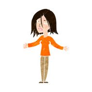 cartoon woman shrugging shoulders N468
