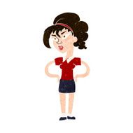 cartoon woman with hands on hips N218