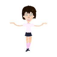 cartoon woman shrugging shoulders N469