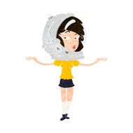 cartoon woman wearing space helmet N18