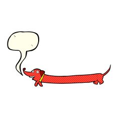 cartoon dachshund with speech bubble N10