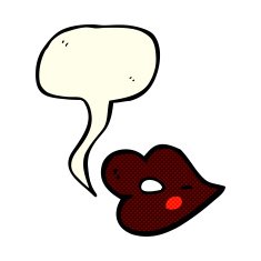 cartoon glossy lips with speech bubble N3