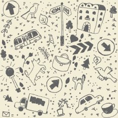Doodles city background seamless pattern