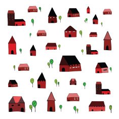 hand drawn house in city