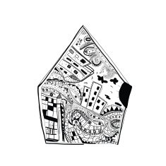 hand drawn city in house