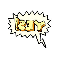 cartoon yes symbol with speech bubble N4