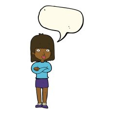 cartoon impatient woman with speech bubble N11