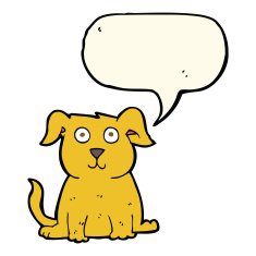 cartoon happy dog with speech bubble N97