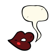 cartoon glossy lips with speech bubble N4