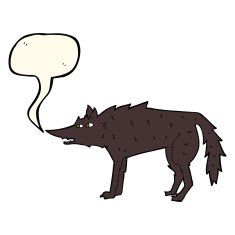 cartoon wolf with speech bubble N46