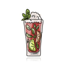 Glass with cocktail sketch for your design N11
