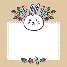 Card background with rabbit flowers and space for text