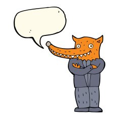 cartoon fox man with speech bubble N44