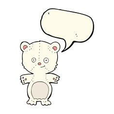 cartoon polar bear cub with speech bubble N60