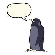 cartoon penguin with speech bubble N44