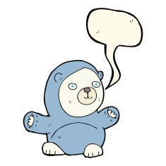 cute cartoon polar bear with speech bubble N68