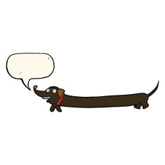 cartoon dachshund with speech bubble N15