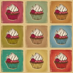 Seamless pattern made of cupcakes Vintage background