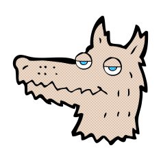 comic cartoon wolf head N10