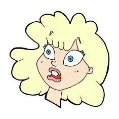 comic cartoon shocked female face N3