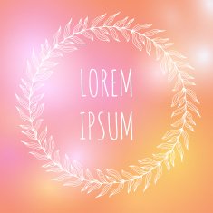 Vector hand drawn wreath on blurred background N6