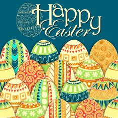 Easter background with colorful doodle eggs N2