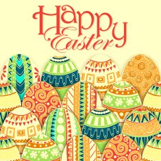 Easter background with colorful doodle eggs N3