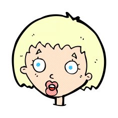 comic cartoon surprised female face N20