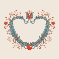 Flower decor frame with leaf and heart