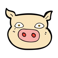 comic cartoon pig face N3