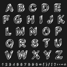 Doodle Typeface On Black