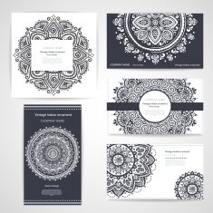 Set of banners with floral Indian ornaments can be used N11