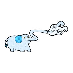 comic cartoon elephant squirting water N6