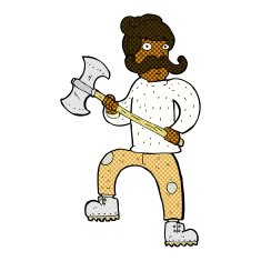 comic cartoon man with axe N3