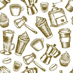 doodle coffee seamless pattern N2