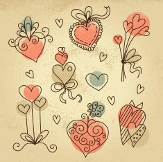 Set of sketch hearts