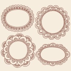 Henna Mehndi Doodle Paisley Frame Borders