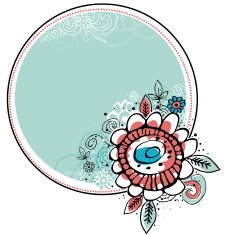hand draw flowers combine with circle frame