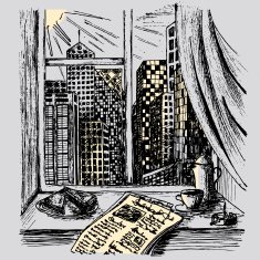 Hand-drawn Morning City Illustration N2