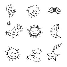 Doodle style weather icons set N2