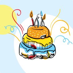 Hand-drawn vector bithday cake