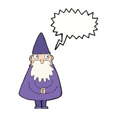 cartoon wizard with speech bubble N25
