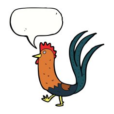 cartoon cockerel with speech bubble N34