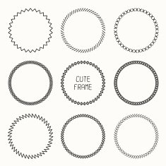 Hand drawn monochrome frame of geometric pattern Design elements