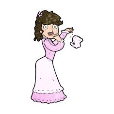 cartoon victorian woman dropping handkerchief N8