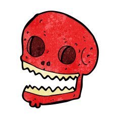 cartoon spooky skull N136