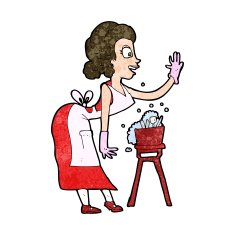 cartoon housewife washing up N9
